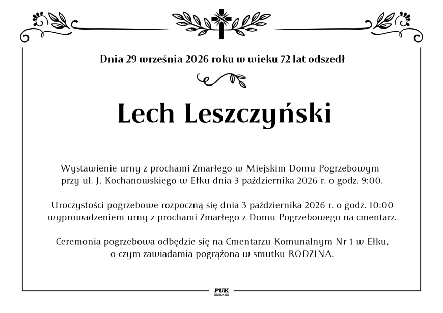 Lech Leszczyński - nekrolog